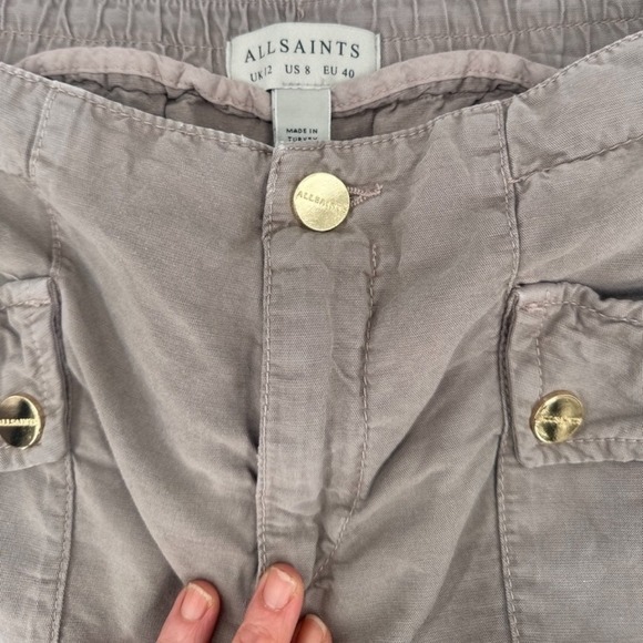 AllSaints Val Cargo Pants Tencel Linen Blend Size 8 NWOT - Picture 7 of 10